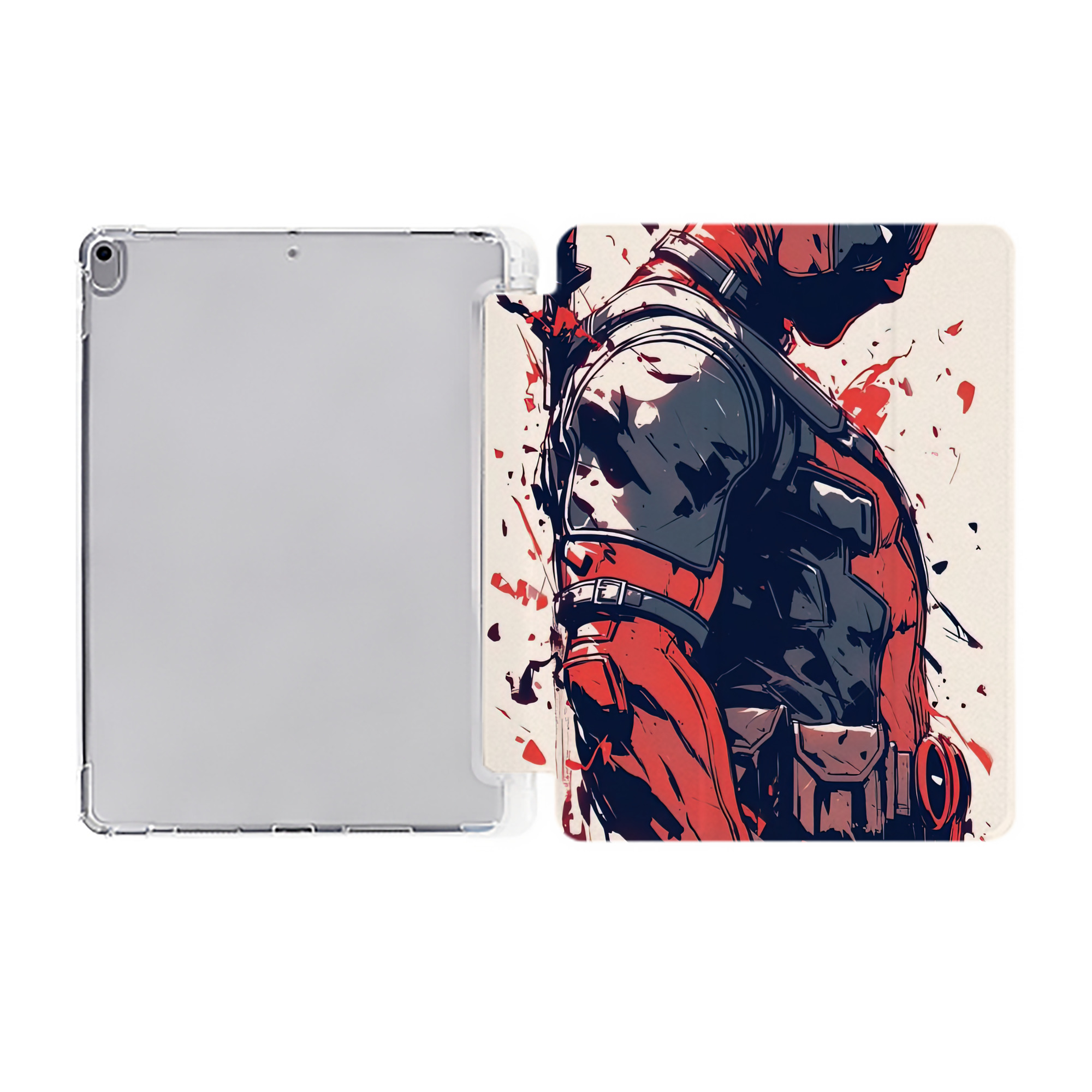 （画像用） Deadpool デッドプール IPad ケース ペン収納付き 三つ折りスタンド PUレザー×シリコン 対応機種9.5/10.5/10.9インチ